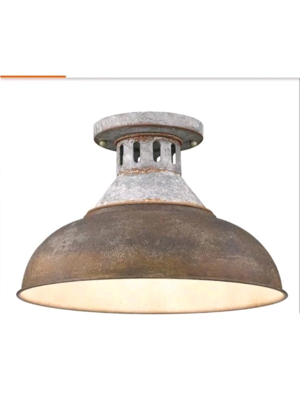 Golden Lighting Kinsley 9.63 in. 1-Light Aged Steel Semi-Flush Mount